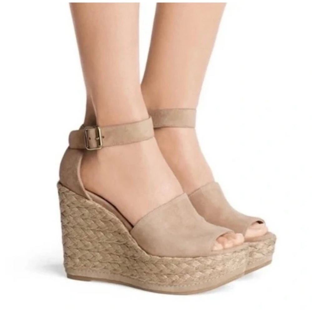 Stuart Weitzman SOHO JUTE , tan  Espadrille Wedge Sandals , size 8 - Picture 7 of 7